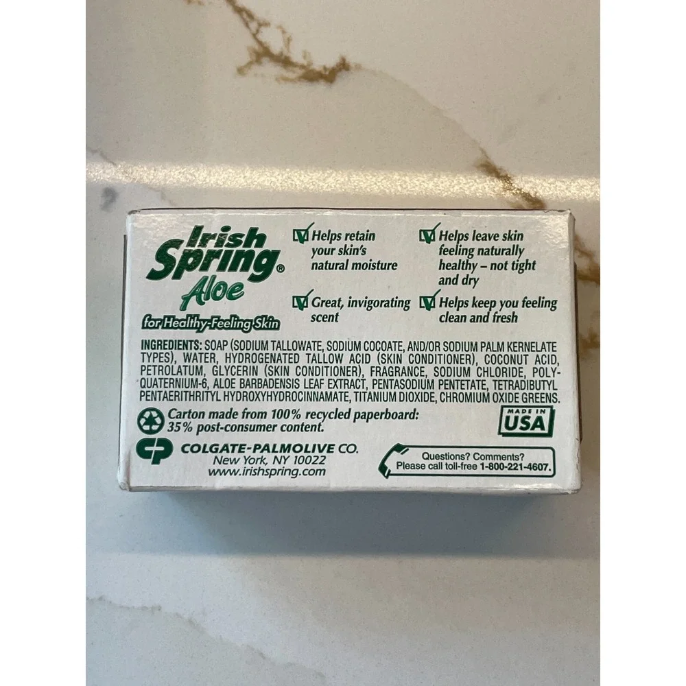 Vintage Irish Spring Aloe Deodorant Bath Soap‎ Bar 4.5 oz Scented New Sealed